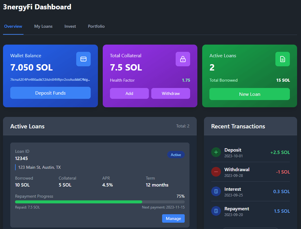3nergyFi Dashboard Preview